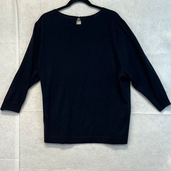 NWT TALBOTS WOMAN Sweater 3X Navy Blue Pure Cashmere Crew Neck Quiet Luxury NEW - Picture 8 of 11